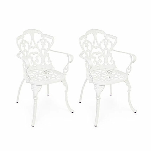 Mes Lot de 2 chaises de jardin en aluminium blanc - TROGEN