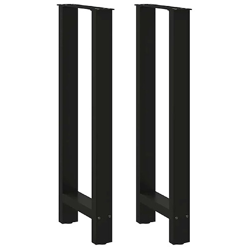 vidaXL Pieds de table basse noir 2 pcs 50x(100-101) cm acier