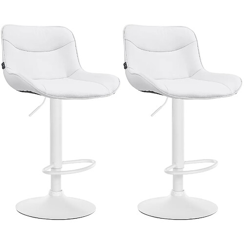 Non Lot de 2 tabourets de bar Vonore simili cuir blanc