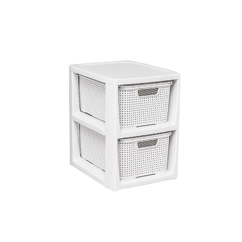 Etagère avec 2 paniers BranQ, blanc antique, haute qualité boite de rangement