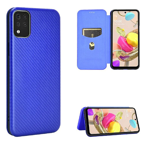 Coque en TPU + PU fibre de carbone auto-absorbée avec porte-carte bleu pour votre LG K42