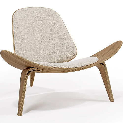 ICONIK INTERIOR Fauteuil design - Fauteuil scandinave - Revêtement en Boucle - Lucy Blanc