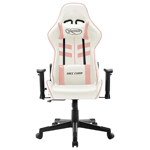 Maison Chic Chaise de jeu, Chaise gaming, Fauteuil gamer d'ordinateur,Chaise de Bureau Blanc et rose Cuir artificiel -GKD55860