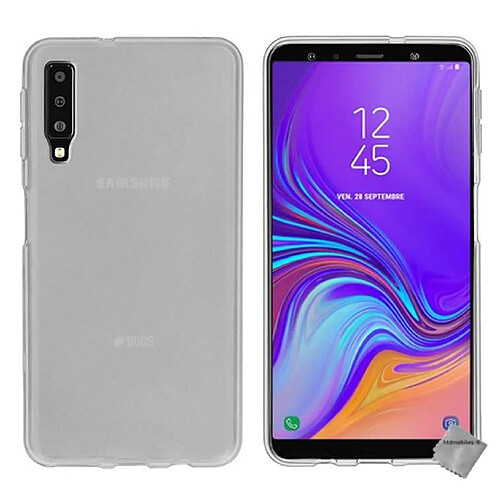 Htdmobiles Coque silicone gel fine pour Samsung Galaxy A7 (2018) + film ecran - BLANC TRANSPARENT