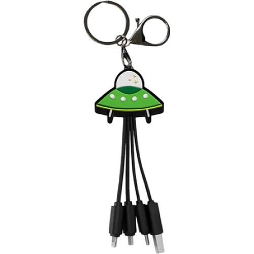 YELLO KOKO Câble 3 en 1 Andy USB-C/Micro-USB/Lightning vers USB-A Soucoupe Format Porte-clé Noir / Vert