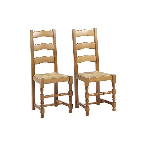 Vente-Unique Lot de 2 chaises SEGUIN - Hêtre massif & assise en paille de seigle