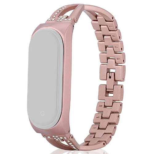 Bracelet en métal avec décor strass, rose pour votre Xiaomi Mi Band 5/6