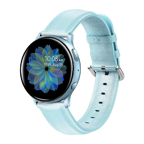 Bracelet en cuir véritable Haut bleu clair pour votre Samsung Galaxy Watch Active2 44mm