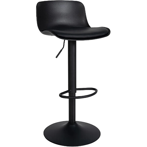 Decoshop26 Tabouret de bar x1 hauteur réglable et siège pivotant avec siège en plastique noir métal noir 10_0004531