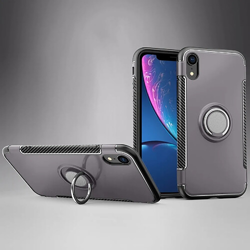 Wewoo Coque Étui de protection magnétique 360 degrés bague de rotation pour iPhone XR gris