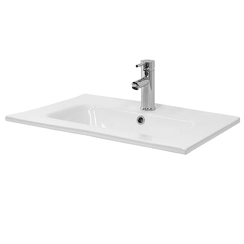 ML DESIGN MODERN LIVING Lavabo éncastre en céramique blanc vasque á poser rectangulaire 610x165x460 mm