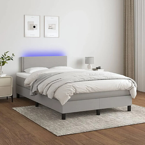 Sommier à lattes et matelas LED,Cadre à lattes de lit pour Adulte Gris clair 120x200 cm Tissu -MN71739