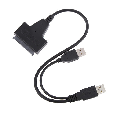 double usb 2.0 à sata 15 + 7 connecteur de câble d'alimentation de données de broche pour 2.5 "hdd