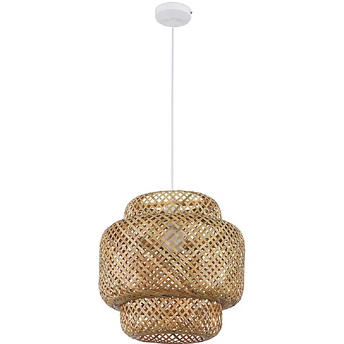 ICONIK INTERIOR Lampe suspension artisanale en bambou Boho Bali Bois naturel