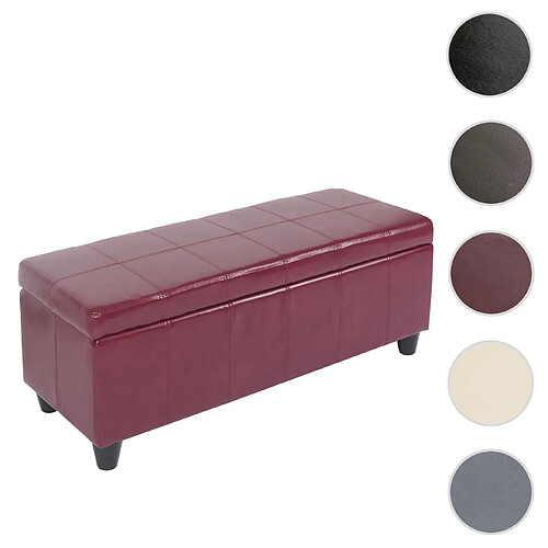 Mendler Banquette Kriens, coffre, banc, cuir + similicuir, 112x45x45cm ~ rouge