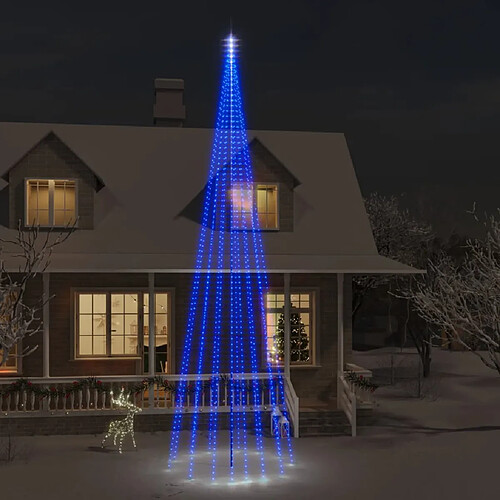 vidaXL Sapin de Noël sur mât de drapeau 1134 LED Bleues 800 cm