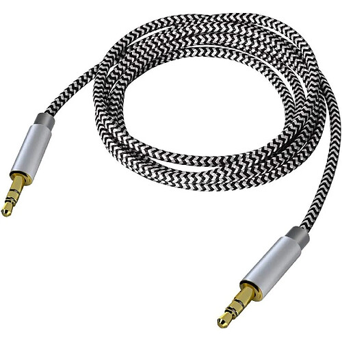 Câble d'extension de câble audio stéréo 3,5 mm mâle à mâle en nylon tressé 3 pieds/1 m câble AUX sans enchevêtrement (noir)