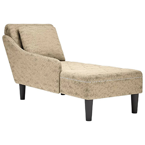 vidaXL Fauteuil long et coussin/accoudoir droit gris clair simili cuir