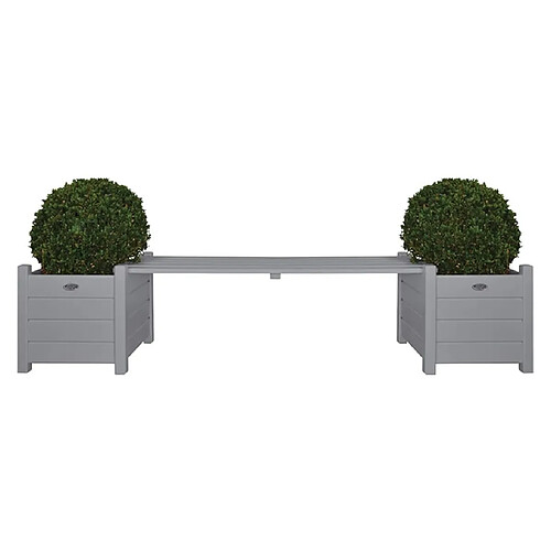 Esschert Design Jardinières avec banc pont Gris CF33G