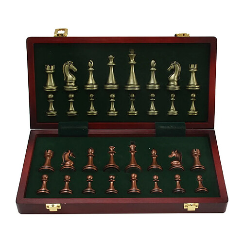 Universal Ensemble international d'échecs en bois Jeu de société pliant en bois Rangement intérieur Damas Jeu de puzzle Cadeaux d'anniversaire pour enfants fiancés | Jeux de stratégie