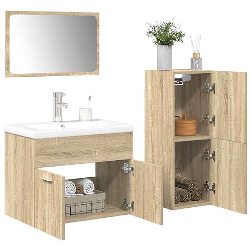 vidaXL Ensemble de meubles de salle de bain 4 pcs chêne sonoma