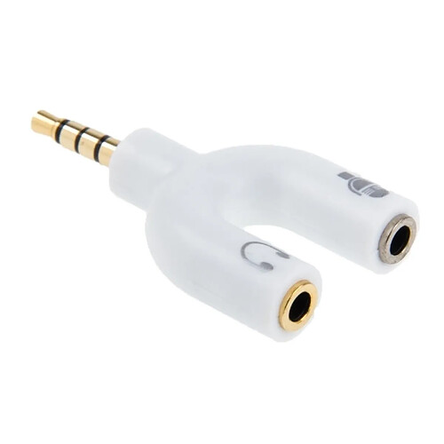 Wewoo Dédoubleur Adaptateur Jack blanc 3.5mm Stéréo Mâle à 3.5mm Casque & Mic Femelle Splitter