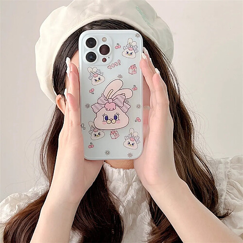 GUPBOO Étui pour iPhone11 Support de boîtier de téléphone portable mignon lapin cerise plein écran femelle