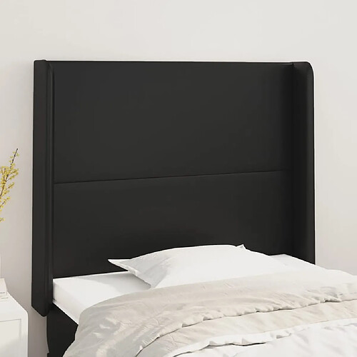 vidaXL Tête de lit avec oreilles Noir 103x16x118/128 cm Similicuir