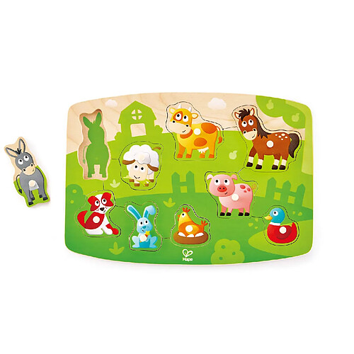 Hape Puzzle à boutons animaux de la ferme