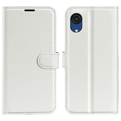 Coque en TPU + PU anti-rayures, texture litchi avec support blanc pour votre Samsung Galaxy A03 Core