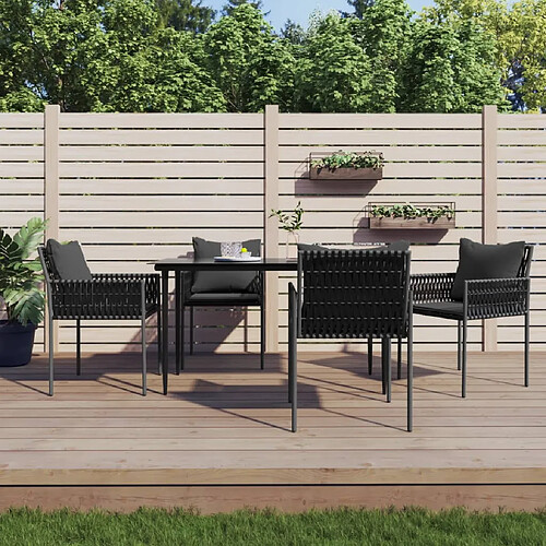 vidaXL Chaises de jardin avec coussins lot de 4 noir 54x61x83 cm rotin