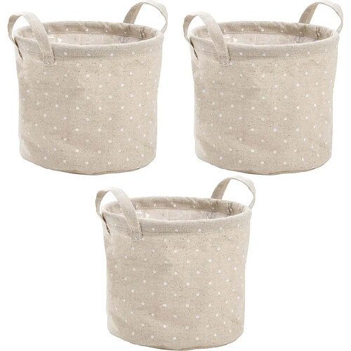 Aubry Gaspard Cache pot jute pois blancs (Lot de 3).