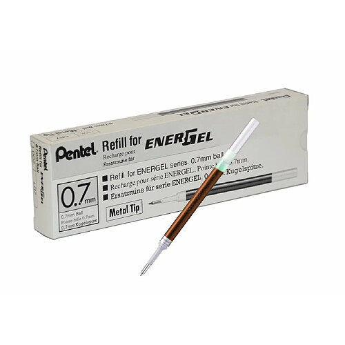 Pentel Energel LR7-E Lot de 12 Recharges encre pour Roller Marron