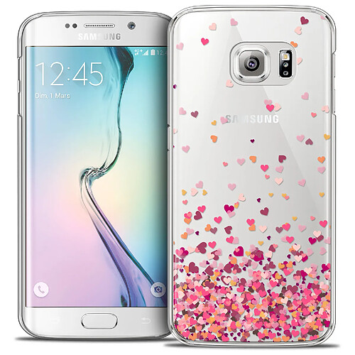 Caseink Coque Housse Etui Samsung Galaxy S6 Edge [Crystal HD Collection Sweetie Design Heart Flakes - Rigide - Ultra Fin - Imprimé en France]