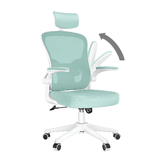 BIGZZIA Chaise de Bureau - Ergonomique Fauteuil avec 2D Accoudoirs, Hauteur Appui-tête Soutien Lombaire Dossier Règalable Vert