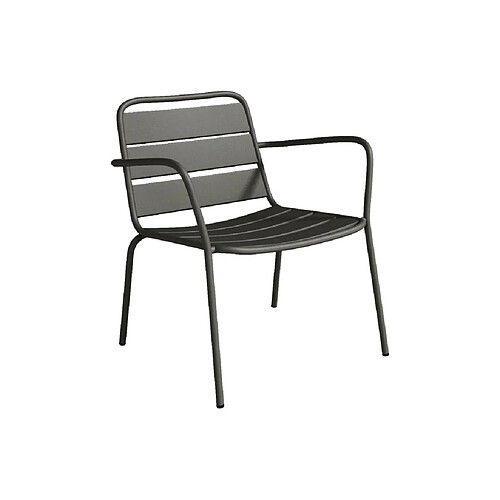 Vente-Unique Fauteuil bas de jardin empilable en métal - Gris foncé - MIRMANDE de MYLIA