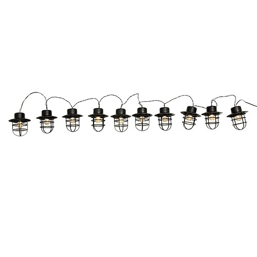 Lumi Jardin Guirlande style industriel 10 ampoules DETROIT Noir Acier 4M