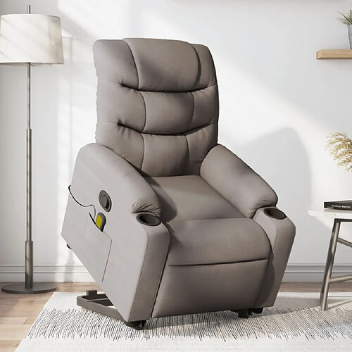 vidaXL Fauteuil inclinable de massage Taupe Tissu