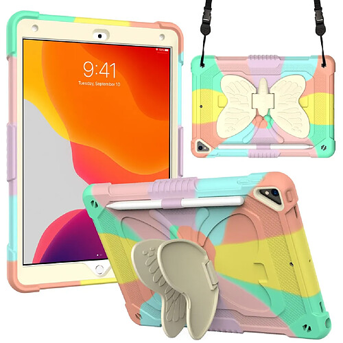 Coque en TPU + silicone avec béquille et bandoulière coloré/or rose pour votre Apple iPad 10.2 (2021)/(2020)/(2019)