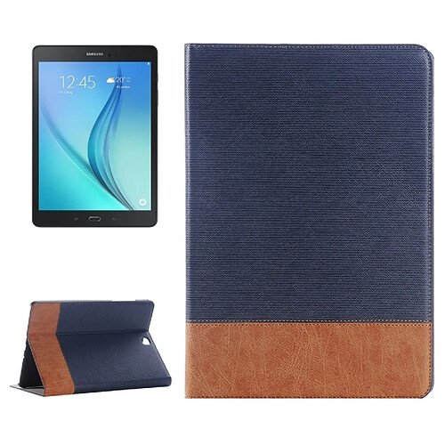 Wewoo Housse Étui bleu foncé pour Samsung Galaxy Tab A 9.7 4G LTE / T555 cartes & Portefeuille en cuir croisé avec support et ampère Emplacements