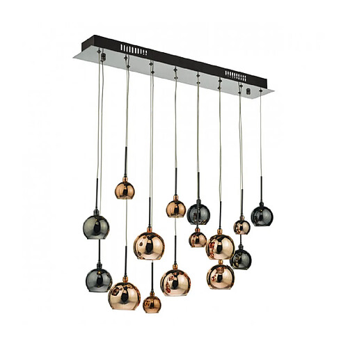 Luminaire Center Suspension Aurelia chrome noir poli et multicouleur