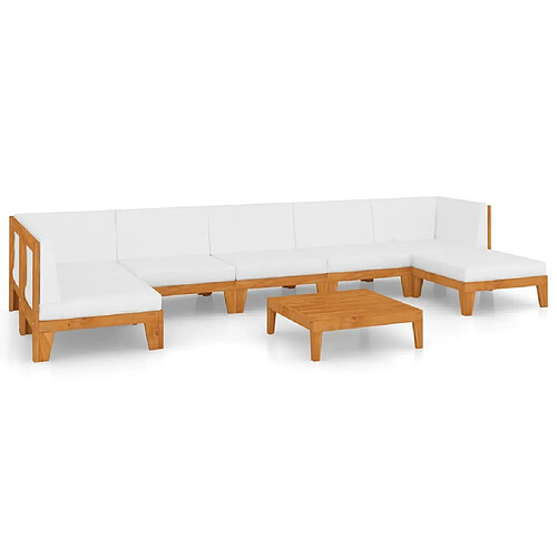 Maison Chic Salon de jardin 8 pcs + coussins - Mobilier/Meubles de jardin - Table et chaises d'extérieur Bois d'acacia solide -MN42484