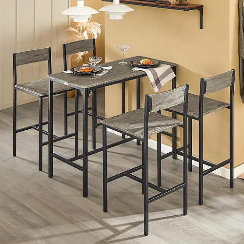 SoBuy OGT14-N Set de 1 Table + 4 chaises | Ensemble table de bar + 4 tabourets de bar