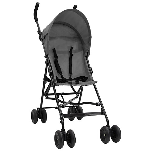 vidaXL Poussette bébé Gris clair et noir Acier