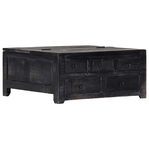 vidaXL Table basse Noir 65x65x30 cm Bois de manguier massif