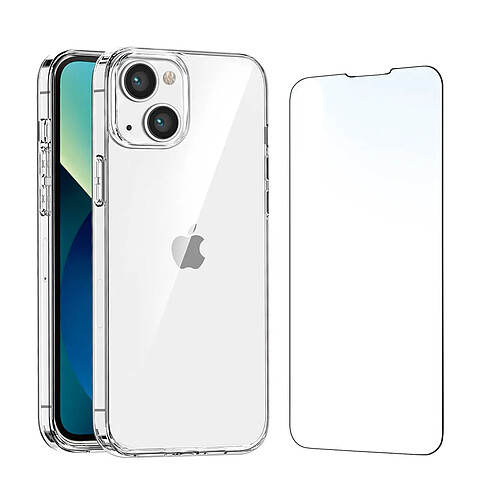 Apple Protecteur en verre trempé + coque hybride pour iPhone 13 Transparent