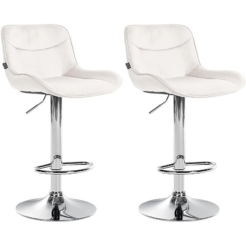 Non Lot de 2 tabourets de bar Vonore velours chrome