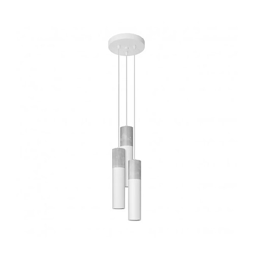 Luminaire Center Suspension Borgio Cluster Acier,béton blanc gris 3 ampoules 110cm