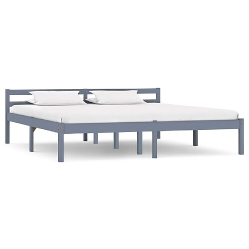 vidaXL Cadre de lit sans matelas gris bois massif de pin 180x200 cm