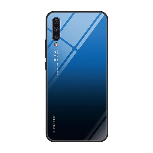 Wewoo Coque Pour Galaxy A50 Gradient Color Glass Case Blue